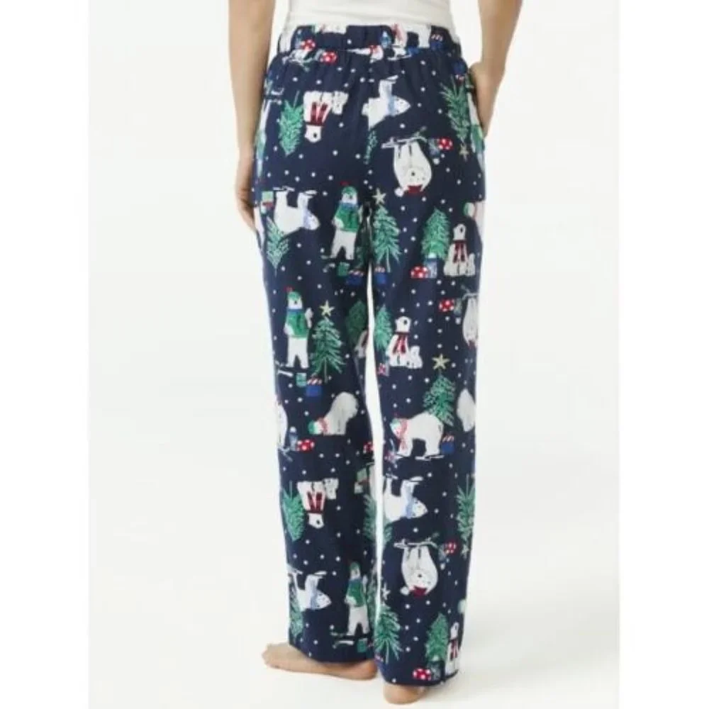 JOYSPUN Womens Christmas Flannel Lounge Pants Polar Bears Print Size 3X NEW